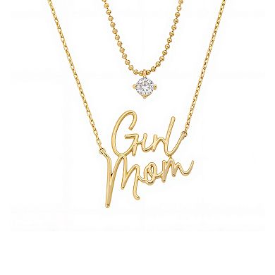 Love This Life® 14k Gold-Plated "Girl Mom" & Cubic Zirconia Pendant Necklace Set