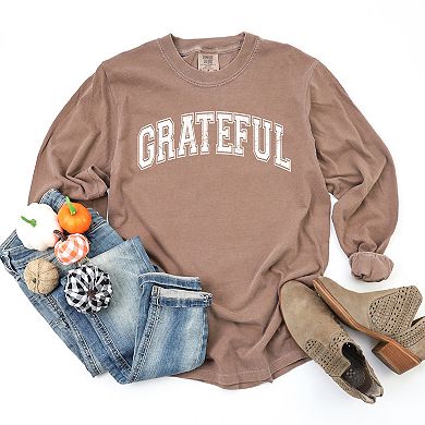 Simply Sage Market Grateful Varsity Garment Dyed Long Sleeve