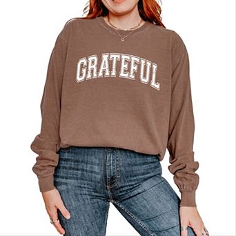 Simply Sage Market Grateful Varsity Garment Dyed Long Sleeve