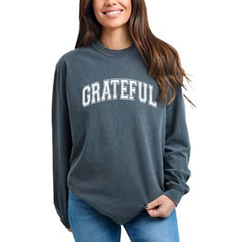 Simply Sage Market Grateful Varsity Garment Dyed Long Sleeve