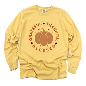Simply Sage Market Grateful Thankful Blessed Circle Garment Dyed Long Sleeve