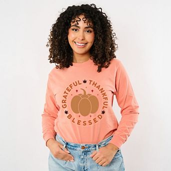 Simply Sage Market Grateful Thankful Blessed Circle Garment Dyed Long Sleeve
