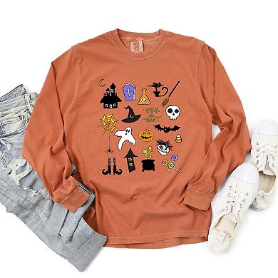Simply Sage Market Halloween Collage Garment Dyed Long Sleeve