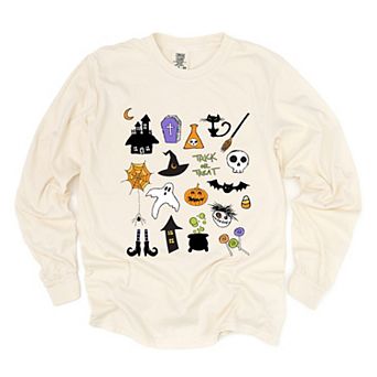 Simply Sage Market Halloween Collage Garment Dyed Long Sleeve