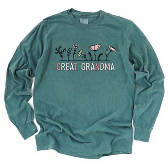 Simply Sage Market Great Grandma Flowers Garment Dyed Long Sleeve