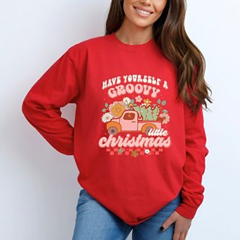 Simply Sage Market Groovy Little Christmas Truck Garment Dyed Long Sleeve