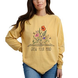 Simply Sage Market Grow Your Mind Floral Garment Dyed Long Sleeve