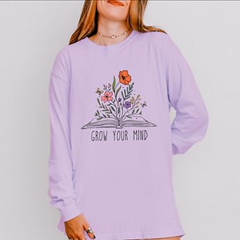 Simply Sage Market Grow Your Mind Floral Garment Dyed Long Sleeve