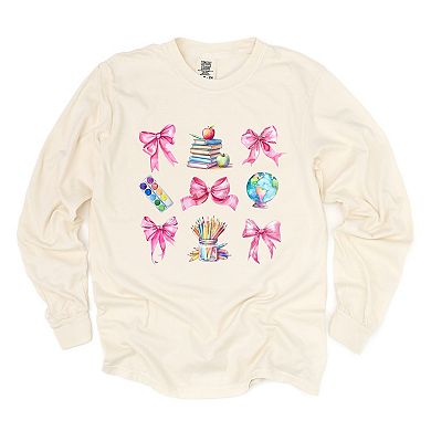 Simply Sage Market Coquette Pastel Teacher Collage Garment Dyed Long Sleeve