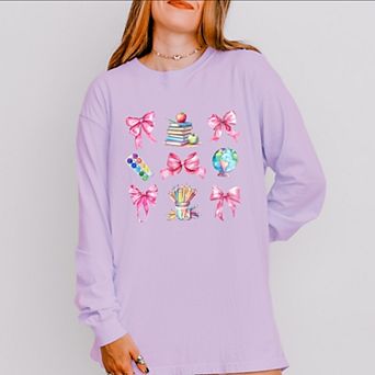 Simply Sage Market Coquette Pastel Teacher Collage Garment Dyed Long Sleeve