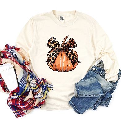 Simply Sage Market Coquette Fall Pumpkin Garment Dyed Long Sleeve