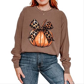 Simply Sage Market Coquette Fall Pumpkin Garment Dyed Long Sleeve