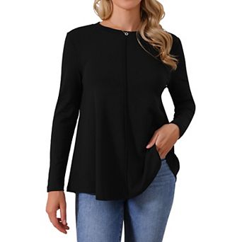 Women's Long Sleeve Tops Crewneck Babydoll Shirt Stylish Casual Top Daily Fall Outfits