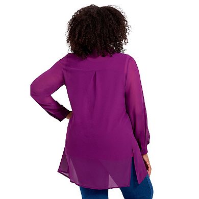 Avenue Women's Plus Size Convertible Button Down Tunic