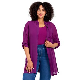 Avenue Women's Plus Size Convertible Button Down Tunic