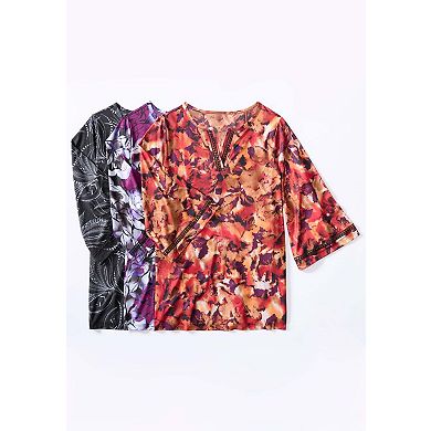 Catherines Women's Plus Size Crochet Detail Bell Sleeve Top