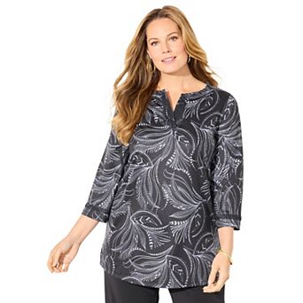 Catherines Women's Plus Size Crochet Detail Bell Sleeve Top