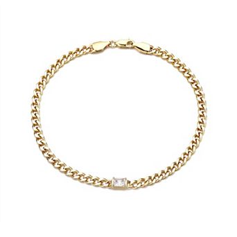 Adornia 14k Gold Plated Crystal Curb Chain Anklet
