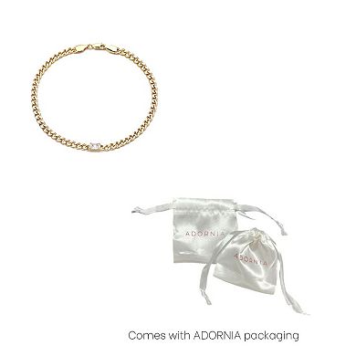 Adornia 14k Gold Plated Crystal Curb Chain Anklet