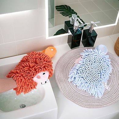 Cute Cartoon Alpaca Fuzzy Ball Hand Towel, 2Pcs Absorbent Chenille Decorative Hanging Towels 7"x11"