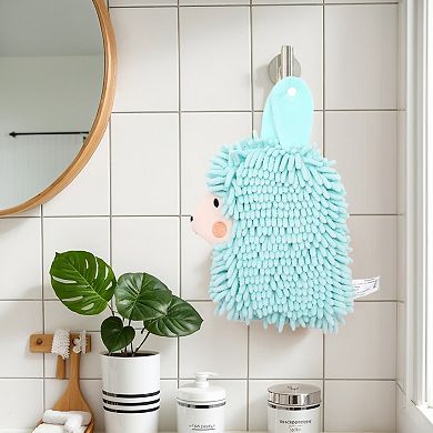 Cute Cartoon Alpaca Fuzzy Ball Hand Towel, 2Pcs Absorbent Chenille Decorative Hanging Towels 7"x11"
