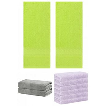 Cotton Hand Towels for Bathroom, 10 Pack Solid Textured Hand Towel Set, 28"x56"&13"x30"&13"x13"
