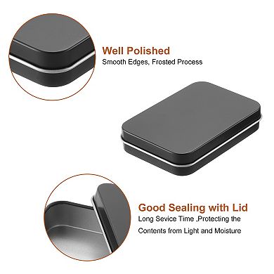 Metal Tin Box Containers, 2Pcs 3.4x2.4x0.7 Inch Rectangular Metal Hinged Tin Box with Lid