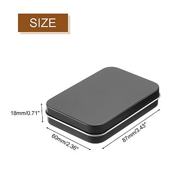 Metal Tin Box Containers, 2Pcs 3.4x2.4x0.7 Inch Rectangular Metal Hinged Tin Box with Lid