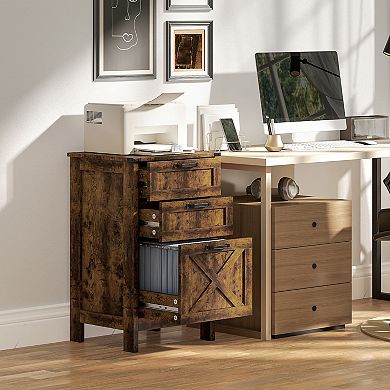 HOMCOM 3 Drawer File Cabinet, Filing Cabinet for A4 or Letter Size
