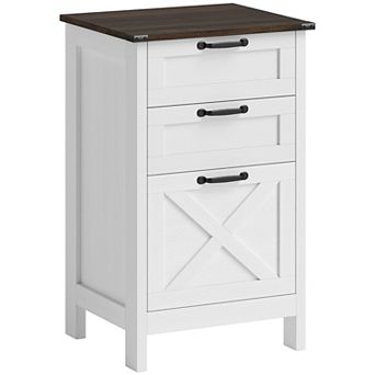 HOMCOM 3 Drawer File Cabinet, Filing Cabinet for A4 or Letter Size