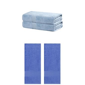 Cotton Hand Towels for Bathroom, 4 Pack Solid Textured Hand Towel Set for Bath, 13"x30"&28"x56"