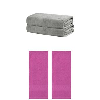 Cotton Hand Towels for Bathroom, 4 Pack Solid Textured Hand Towel Set for Bath, 13"x30"&28"x56"