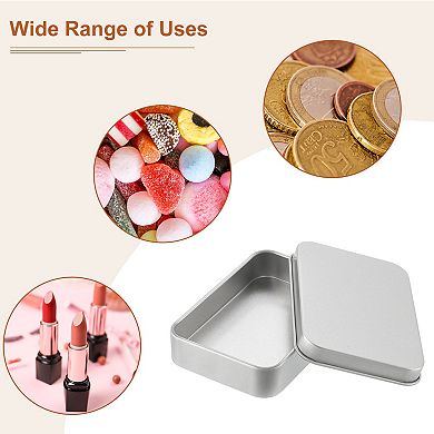 Metal Tin Box Containers, 4Pcs 3.4x2.4x0.7 Inch Rectangular Metal Hinged Tin Box with Lid