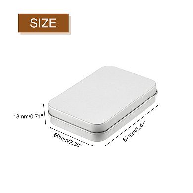 Metal Tin Box Containers, 4Pcs 3.4x2.4x0.7 Inch Rectangular Metal Hinged Tin Box with Lid