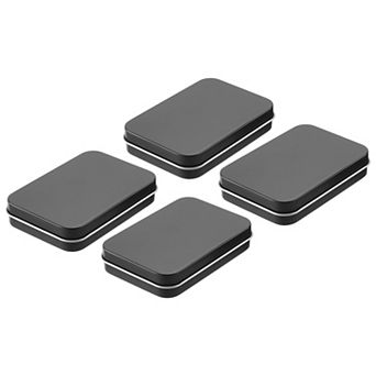 Metal Tin Box Containers, 4 pc 3.4x2.4x0.7 Inch Rectangular Metal Hinged Tin Box with Lid