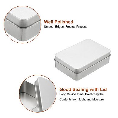 Metal Tin Box Containers, 4.21"x2.76"x1.18" Portable Rectangular Empty Hinged Tins Box with Lid