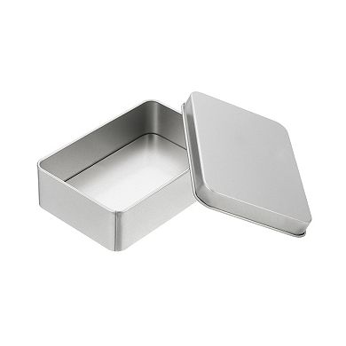Metal Tin Box Containers, 4.21"x2.76"x1.18" Portable Rectangular Empty Hinged Tins Box with Lid