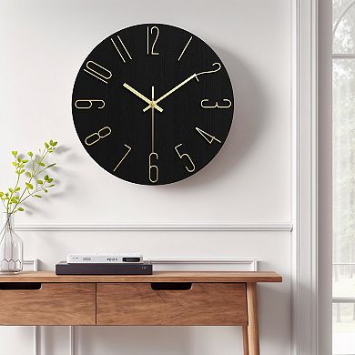 Wall Clock Silent Non-Ticking Analog Clocks Battery Operated Classic Decorative, 12 Inch