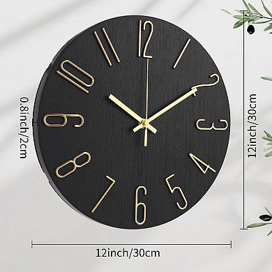 Wall Clock Silent Non-Ticking Analog Clocks Battery Operated Classic Decorative, 12 Inch