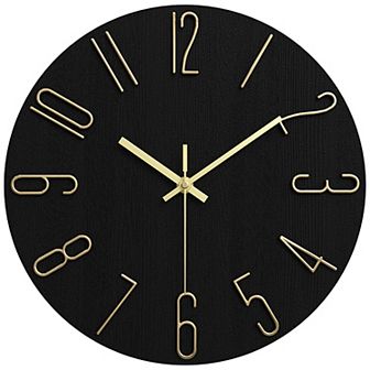 Wall Clock Silent Non-Ticking Analog Clocks Battery Operated Classic Decorative, 12 Inch