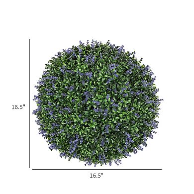 HOMCOM Set of 2 Artificial Plant Topiary Balls, 16.5 Inch