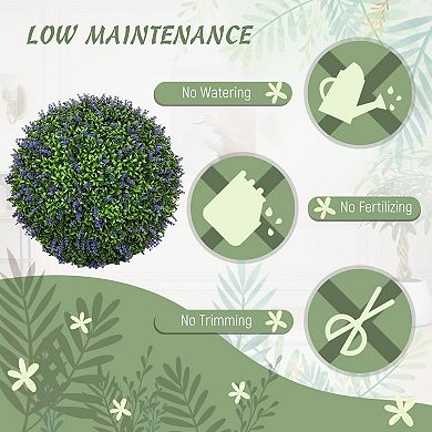 HOMCOM Set of 2 Artificial Plant Topiary Balls, 16.5 Inch