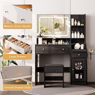 Serwall Modern Vanity Sets(1+1) with Smart LED Mirror,Large Storage,MDF Construction
