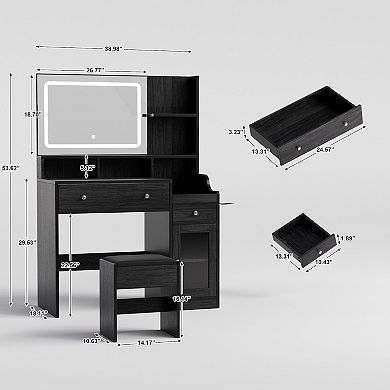 Serwall Modern Vanity Sets(1+1) with Smart LED Mirror,Large Storage,MDF Construction