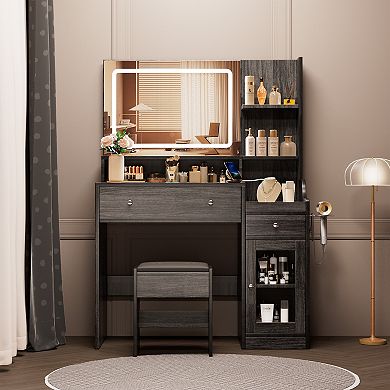 Serwall Modern Vanity Sets(1+1) with Smart LED Mirror,Large Storage,MDF Construction