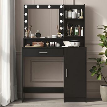 CLICKBIN Modern Vanity with Smart LED Mirror,Large Storage,MDF Construction