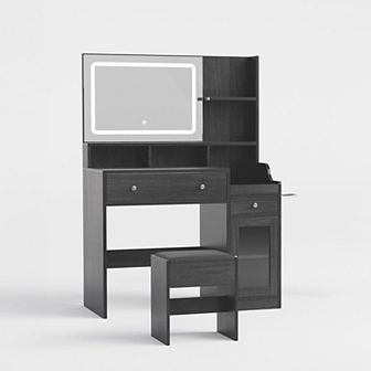Serwall Modern Vanity Sets(1+1) with Smart LED Mirror,Large Storage,MDF Construction