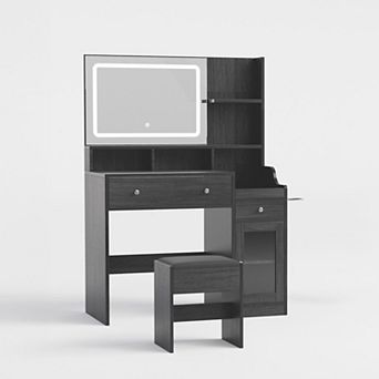 CLICKBIN Modern Vanity Sets(1+1) with Smart LED Mirror,Large Storage,MDF Construction