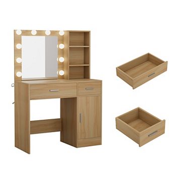 CLICKBIN Modern Vanity with Smart LED Mirror,Large Storage