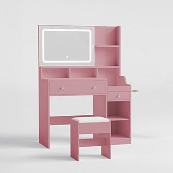 Serwall Modern Vanity Sets(1+1) with Smart LED Mirror,Large Storage,MDF Construction